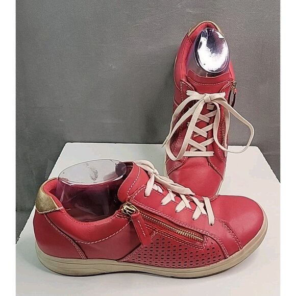 Origins Shoes - Earth Origins Etta Womens Red Leather Comfort Shoes Sneakers Sz 9.5  Zipper EUC!